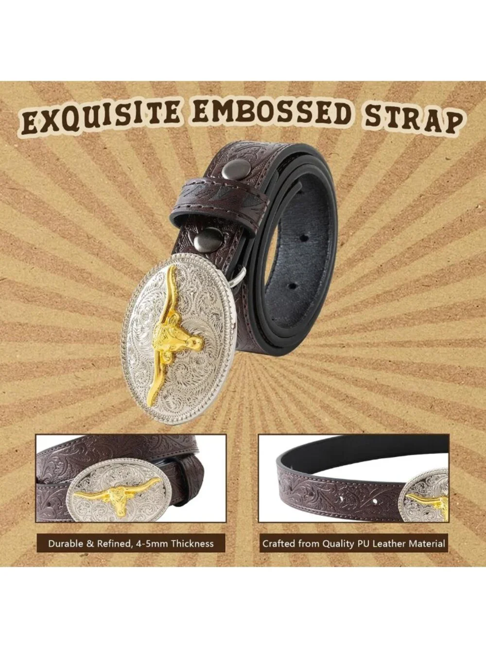 Kids Western Leather Belt for Boys & Girls - Stylish Cowgirl & Cowboy Accessory